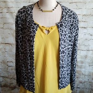 ▪Apt. 9▪Gray Leopard Cozy Cashmere Cardigan